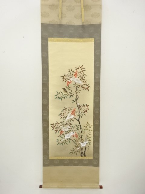 JAPANESE COLLECTIBLE / FUSHOU NANTEN / BY MISHU / HANGING SCROLL SILK 